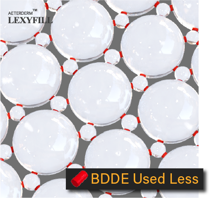 LEXFYILL's cross-linked HA structure with less BDDE