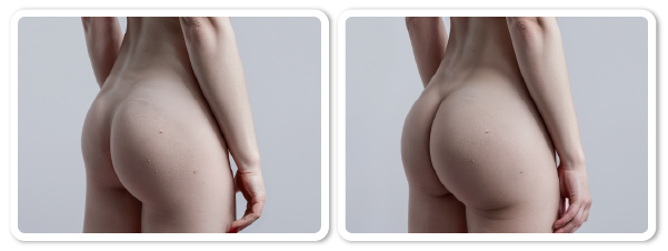 Augmentation of buttocks clinical test before and after photos